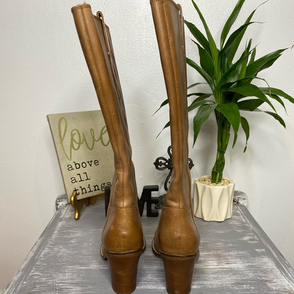 Lucky Brand Maidie tan brown leather knee high smoothed out boots Size 8M - Picture 4 of 8